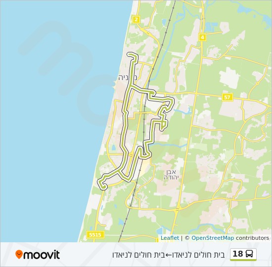 מפת המסלול של קו 18 מפת המסלול של קו 18