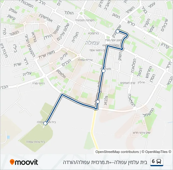 מפת המסלול של קו  6