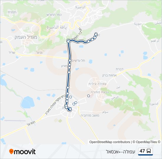 מפת המסלול של קו  47