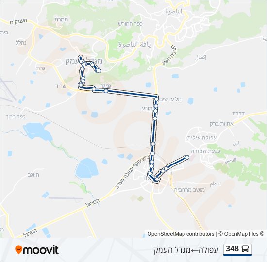 מפת המסלול של קו  348