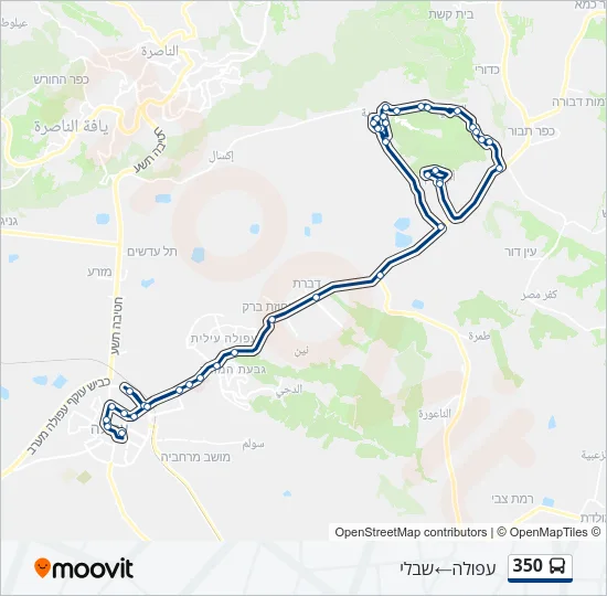 מפת המסלול של קו  350