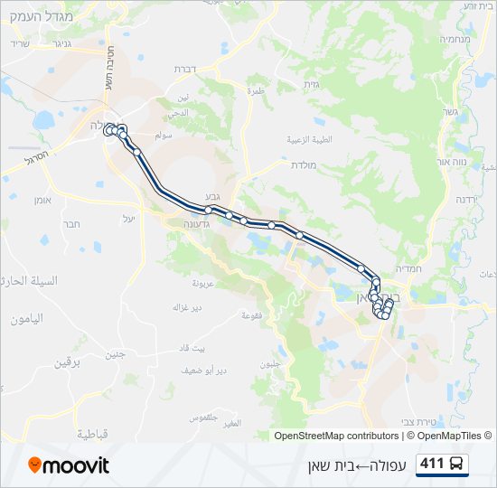 411 bus Line Map