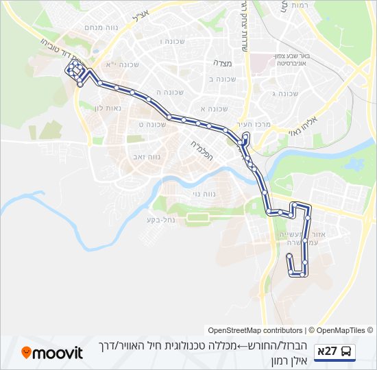 Автобус 27א: карта маршрута