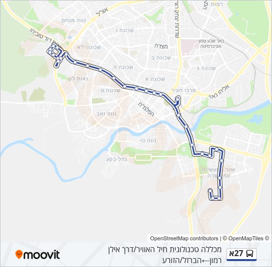 Автобус 27א: карта маршрута