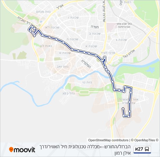 Автобус 27א: карта маршрута