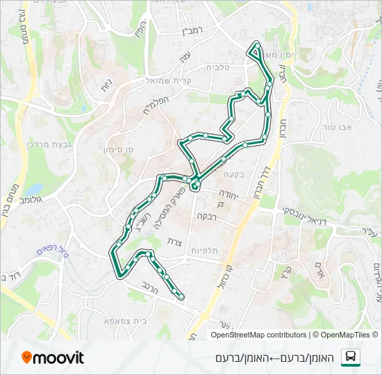 Автобус 8  תלפיות <> דוד המלך <> תלפיות: карта маршрута