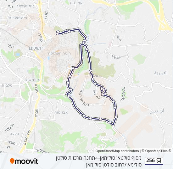 מפת המסלול של קו  256