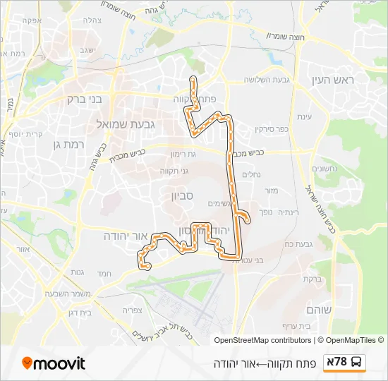 Автобус 78א: карта маршрута