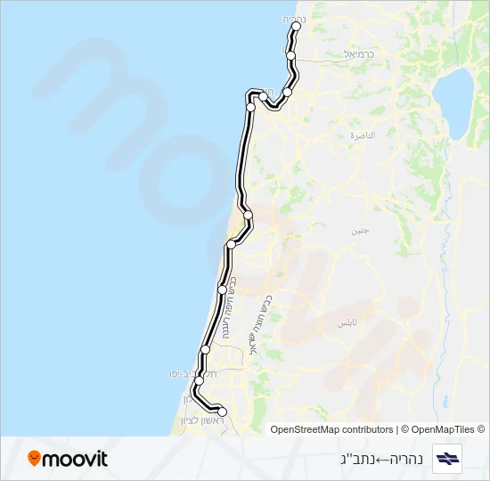 נהריה - נתב''ג Israel Railways Line Map