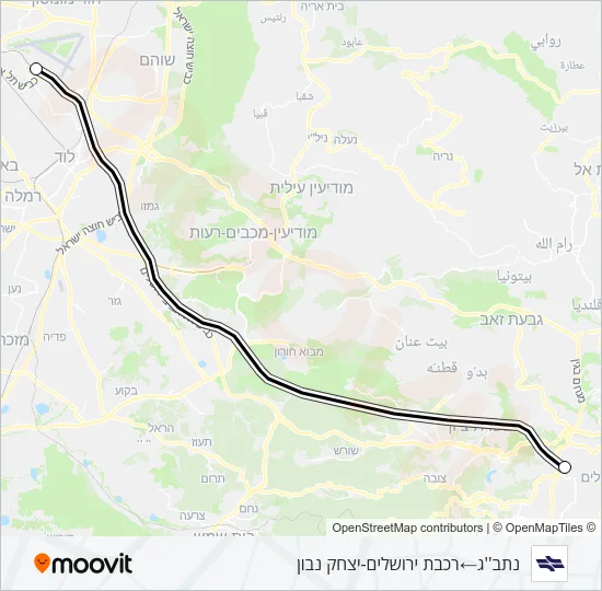 נתב''ג - ירושלים/יצחק נבון Israel Railways Line Map