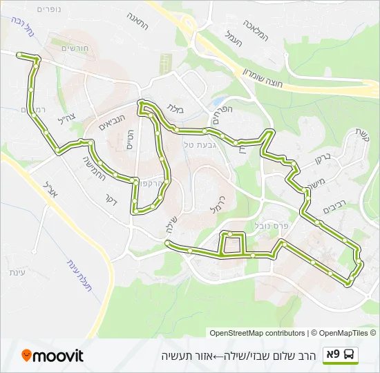 9א Bus Line Map