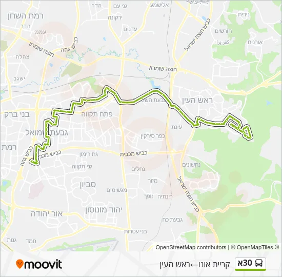 Автобус 30א: карта маршрута