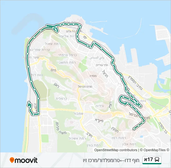 Автобус 17א: карта маршрута