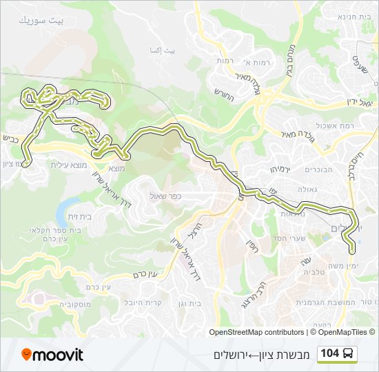 מפת המסלול של קו Bus 104