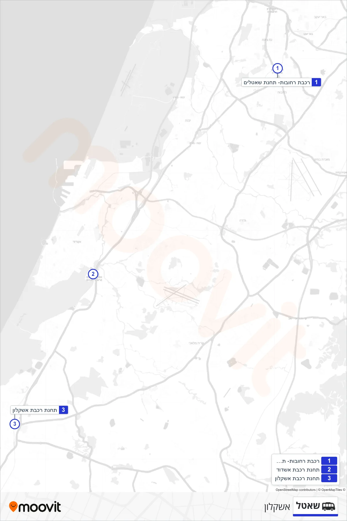 Shuttle shuttle Line (Ashkelon) route and stops on a map
