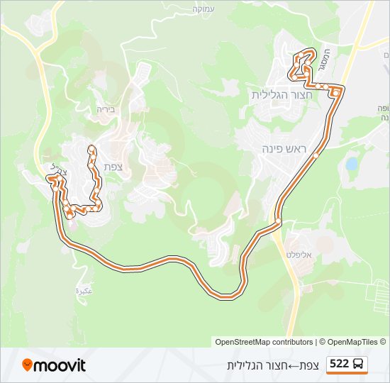 מפת המסלול של קו  522