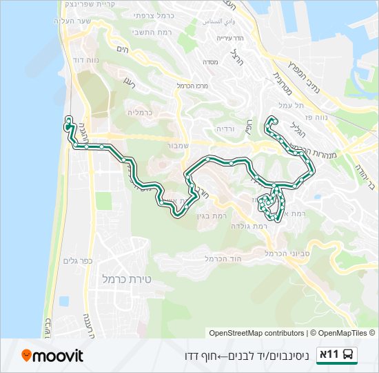 11א bus Line Map