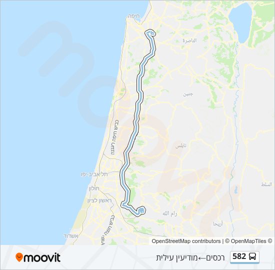 מפת המסלול של קו  582