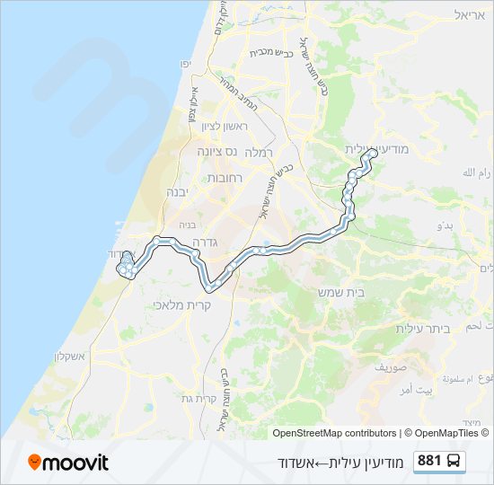 מפת המסלול של קו  881