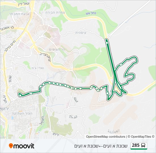 285 bus Line Map