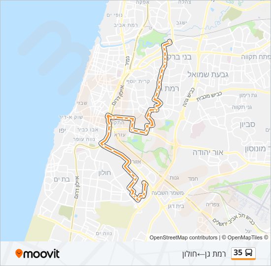 מפת המסלול של קו  35