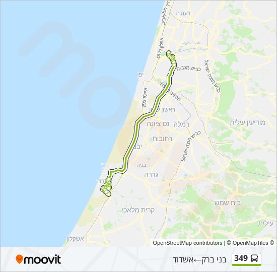 מפת המסלול של קו  349