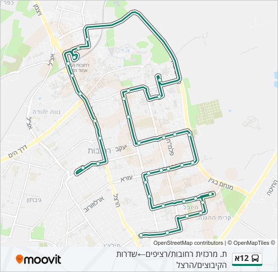 Автобус 12א: карта маршрута