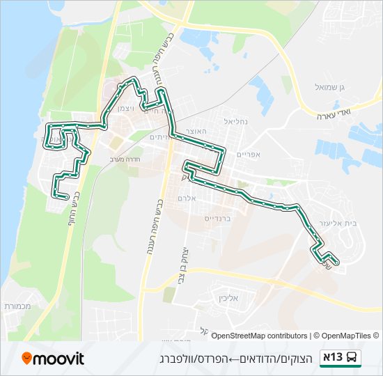 13א bus Line Map