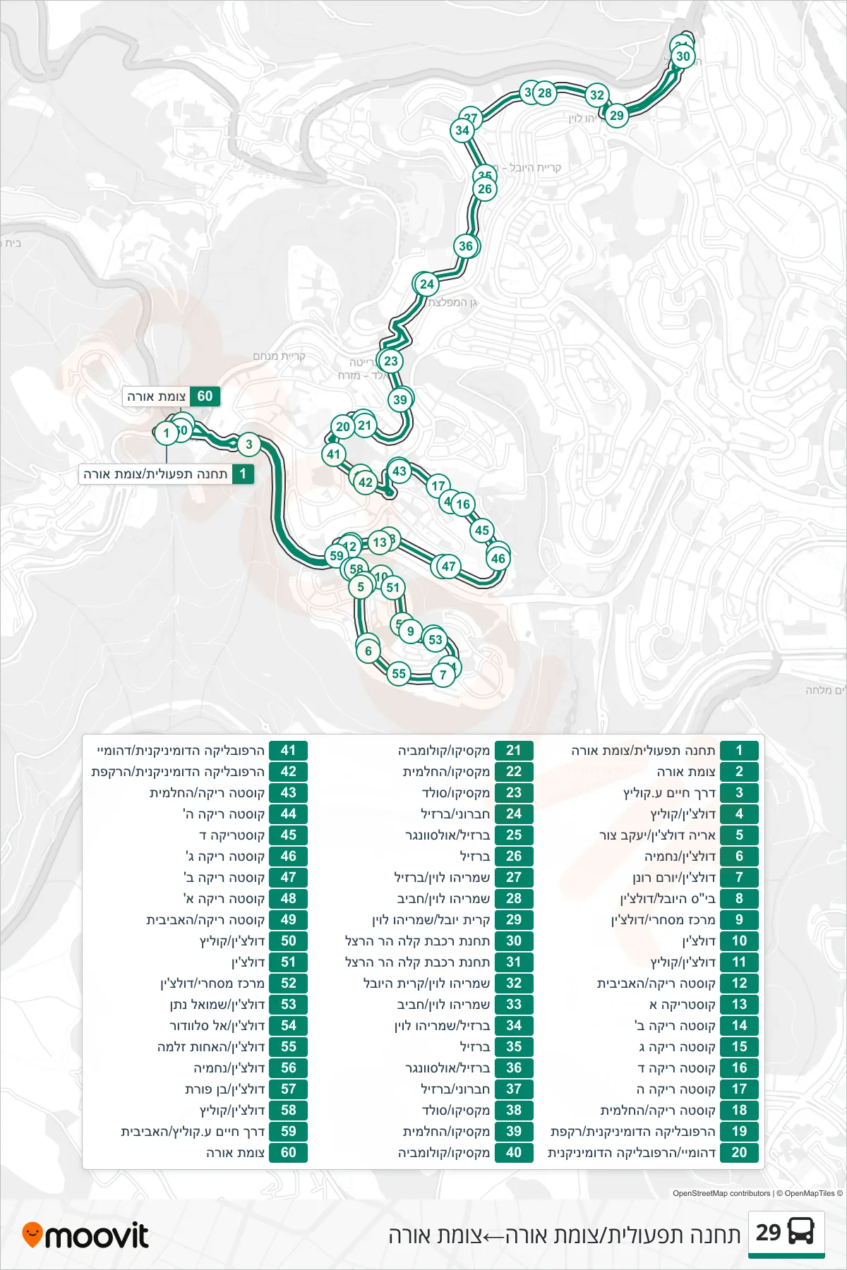 29  Line (Operational Station/Ora Junction‎→Ora Junction) route and stops on a map