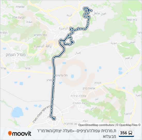 מפת המסלול של קו  356