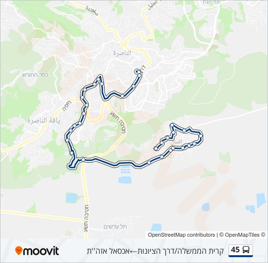 45 bus Line Map