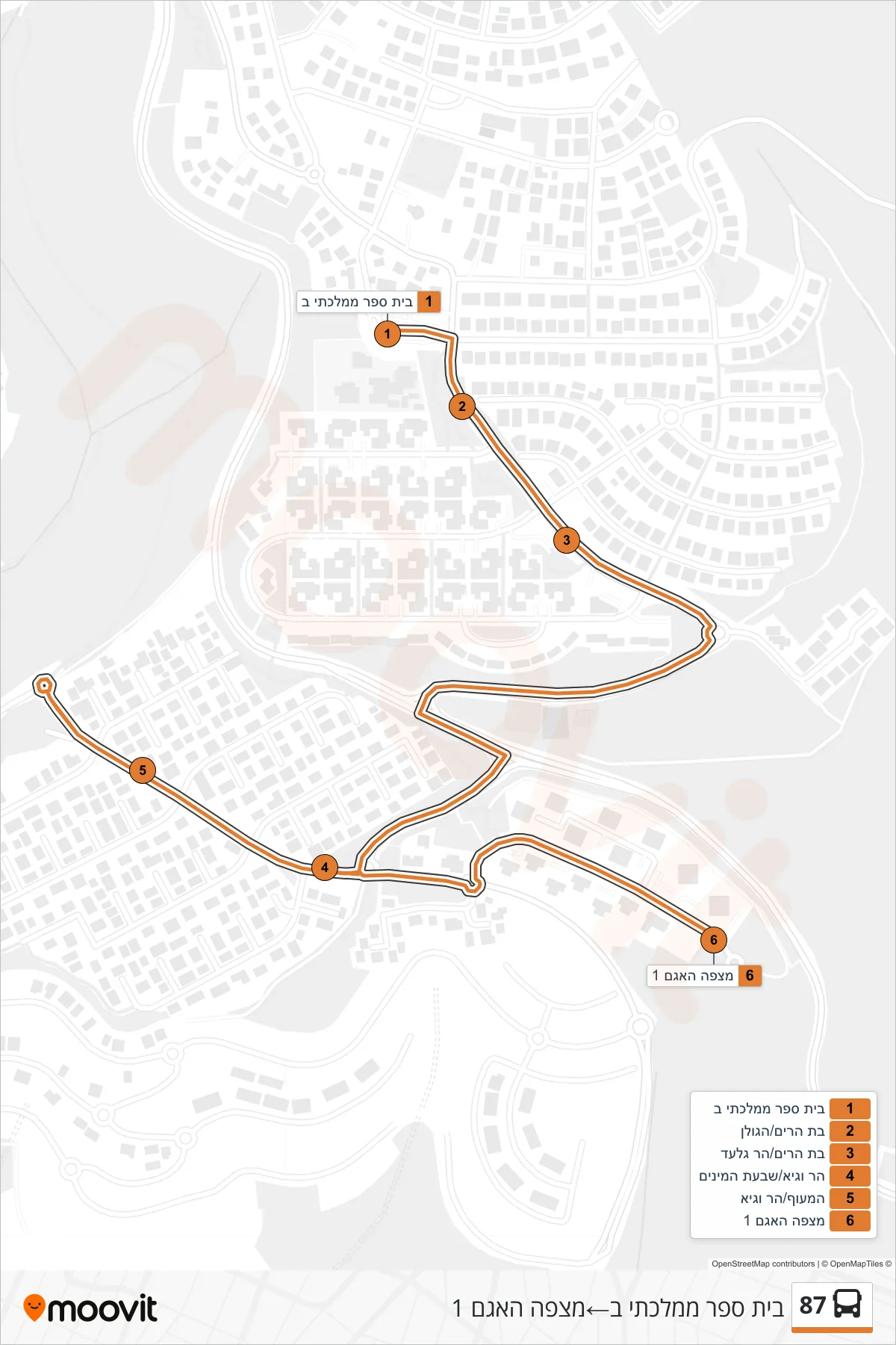 87  Line (State School B‎→Lake View 1) route and stops on a map