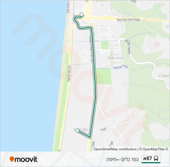 87א Bus Line Map
