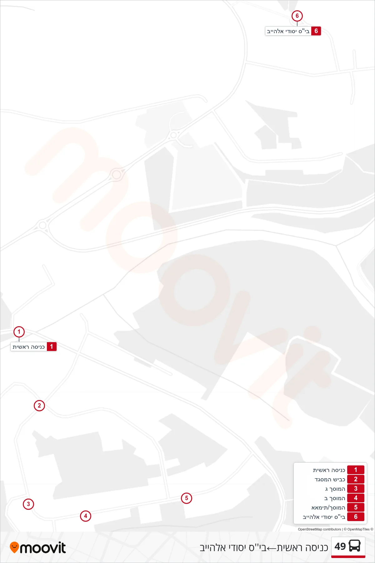 49 bus Line (Main Entrance→Al-Heib Elementary School) route and stops on a map