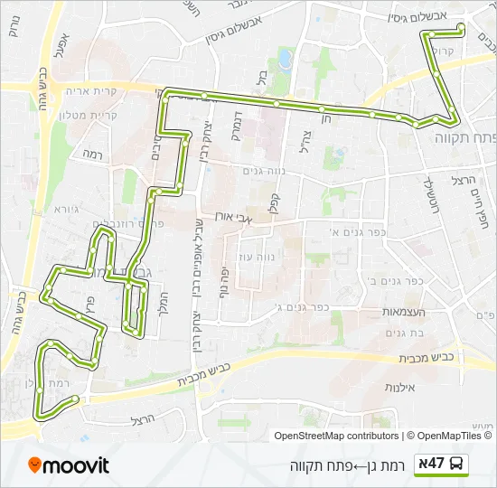 47א Bus Line Map