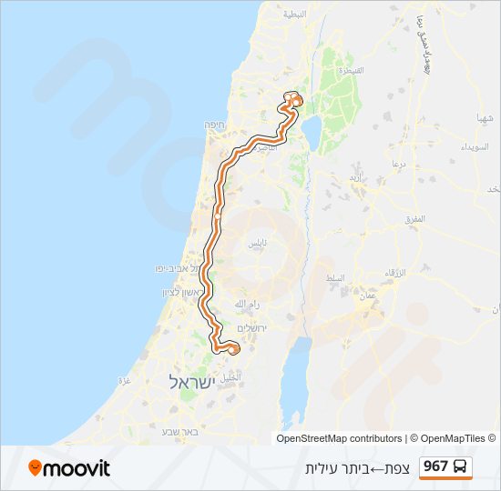 מפת המסלול של קו  967