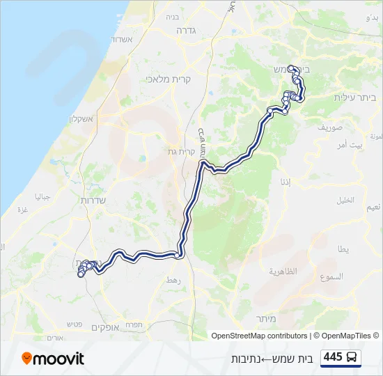 מפת המסלול של קו  445