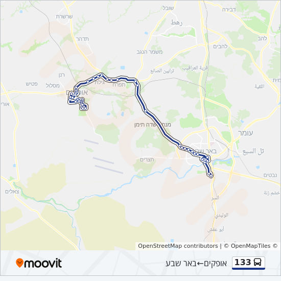 מפת המסלול של קו 133 מפת המסלול של קו 133