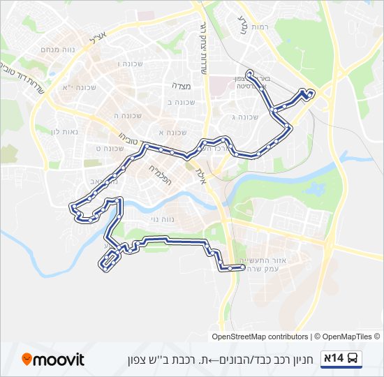 Автобус 14א: карта маршрута