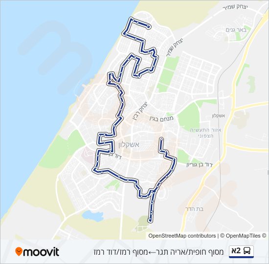 Автобус 2א: карта маршрута