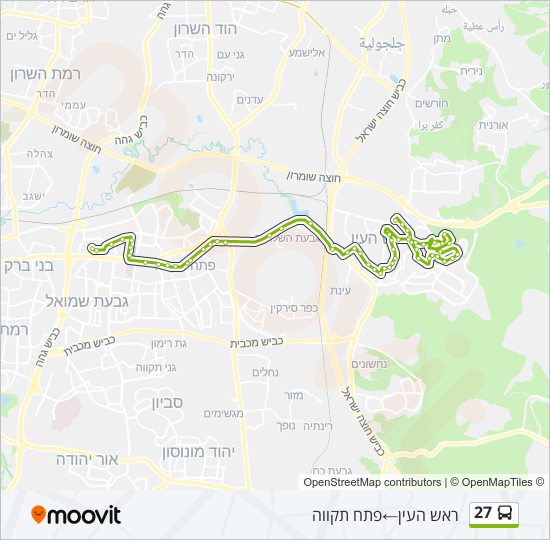 מפת המסלול של קו  27