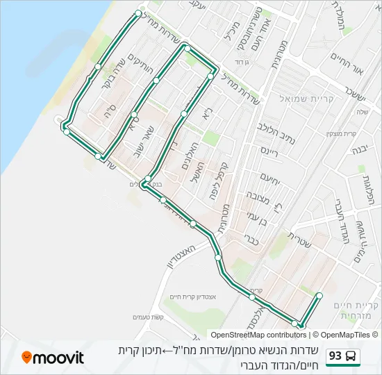 93 Bus Line Map