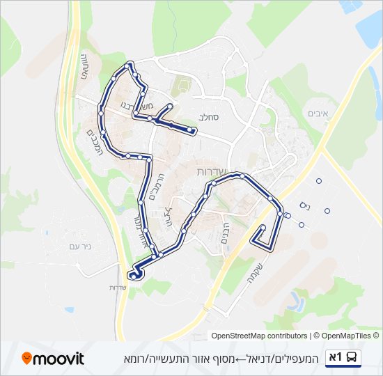1א Bus Line Map
