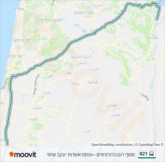 מפת המסלול של קו  821