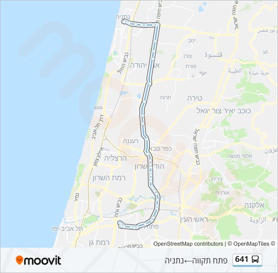 מפת המסלול של קו  641