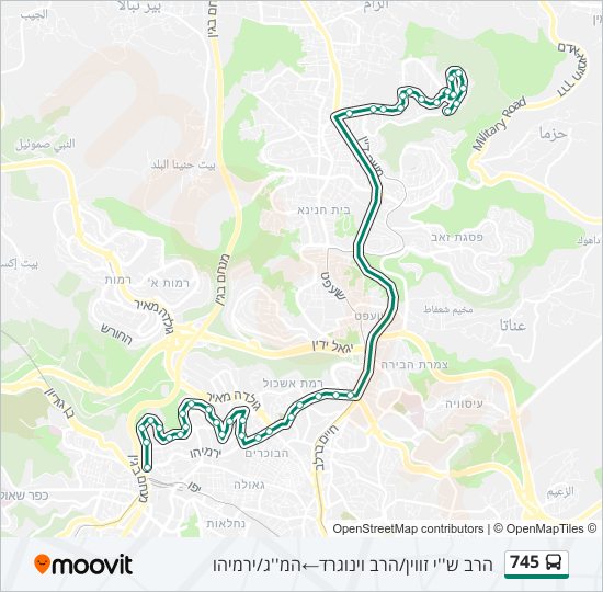 מפת המסלול של קו  745