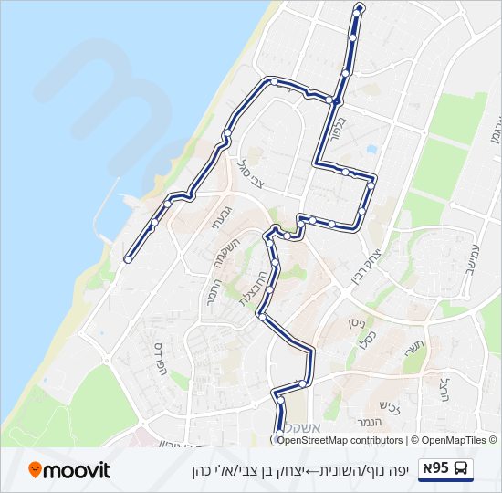 Автобус 95א: карта маршрута