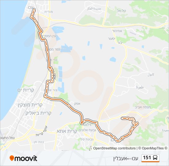 מפת המסלול של קו  151