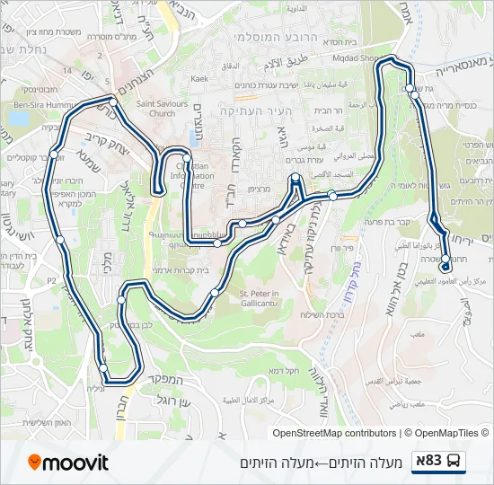 83א Bus Line Map