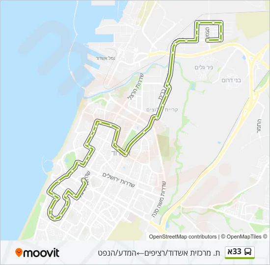33א Bus Line Map